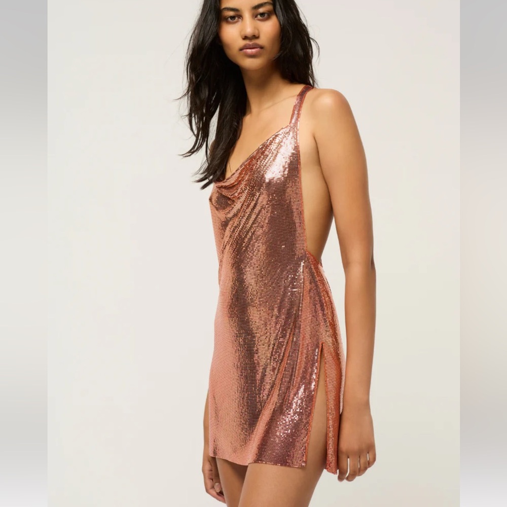 Michael Lo Sordo CROSS DRAPE CHAINMAIL MINI DRESS NWT Size AU10 US Medium - Picture 5 of 10